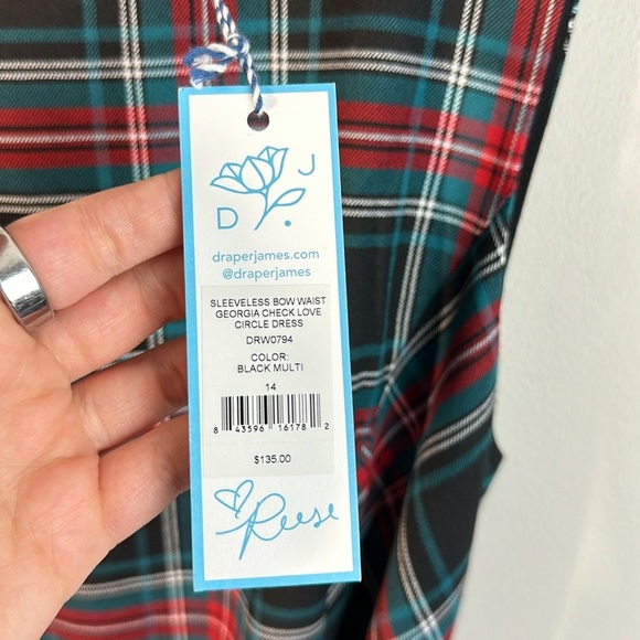 NWT Draper James Georgia Tartan Plaid Love Circle Waist Tree Dress Size 14 - Picture 13 of 16